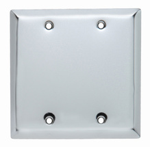 2-Gang Chrome Wall Plate, Blank Box Mounted