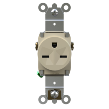 Discontinued - 250V Tamper-Resistant Heavy Duty Spec Grade Single Receptacle with Back and Side Wire Connections, 15A, Ivory