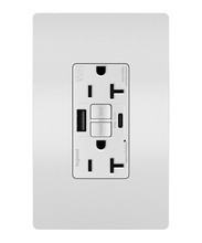 radiant® Weather-Resistant GFCI USB Outlet with SafeLock® Protection, Type A/C, 20A, Tamper-Resistant, White radiant® Weather-Resistant GFCI USB Outlet with SafeLock® Protection, Type A/C, 20A, Tamper-Resistant, White