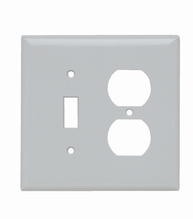 Junior Jumbo 2-Gang Thermoset Wall Plate, 1 Toggle Switch Opening, 1 Duplex Receptacle Opening, White Junior Jumbo 2-Gang Thermoset Wall Plate, 1 Toggle Switch Opening, 1 Duplex Receptacle Opening, White