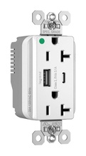 PlugTail® 3.1A Hospital Grade USB Outlet, Type A/C, 20A, White