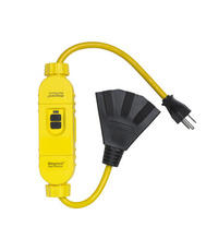 Portable 2-Foot In-Line 15A Self-Test GFCI with Straight Blade Plug and Tri-Cord Connector, Automatic Manual Reset Portable 2-Foot In-Line 15A Self-Test GFCI with Straight Blade Plug and Tri-Cord Connector, Automatic Manual Reset