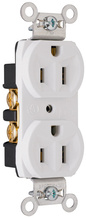 15A 125V Commercial Spec-Grade Duplex Receptacle, Back and Side Wire, White 15A 125V Commercial Spec-Grade Duplex Receptacle, Back and Side Wire, White