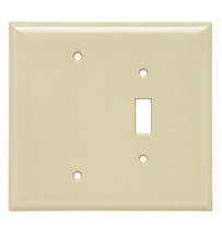 Jumbo 2-Gang Thermoset Wall Plate, 1 Toggle Switch Opening, 1 Blank, Ivory Jumbo 2-Gang Thermoset Wall Plate, 1 Toggle Switch Opening, 1 Blank, Ivory