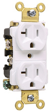 20A 125V Industrial Extra Heavy Duty Spec-Grade Duplex Receptacle, Back and Side Wire, White 20A 125V Industrial Extra Heavy Duty Spec-Grade Duplex Receptacle, Back and Side Wire, White