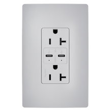 65W Commercial USB Outlet, Type C, 20A, Tamper-Resistant, Gray