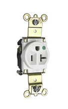 20A 125V Heavy Duty Hospital-Grade Single Receptacle, Back and Side Wire, White