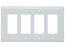 Junior Jumbo 4-Gang Thermoset Wall Plate, 4 Decorator Openings, White