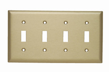 Discontinued - Discontinued - Toggle Switch Openings, Four Gang, Brass