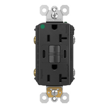 Discontinued - Discontinued - radiant® 20A Hospital Grade Tamper Resistant Self Test GFCI USB Type C/C Outlet, Black