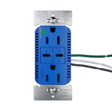 65W Hospital Grade USB Outlet, Type C, 15A, Tamper-Resistant, Blue