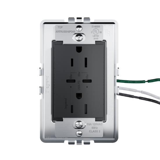 view from side of adorne 65w usb in graphite