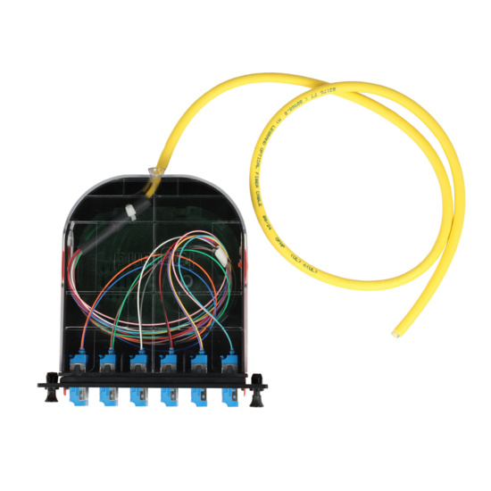 LM2 Cassette, 12 Fiber, LC Duplex (6), Single-Mode (OS2) to 1 Meter Pigtail top front