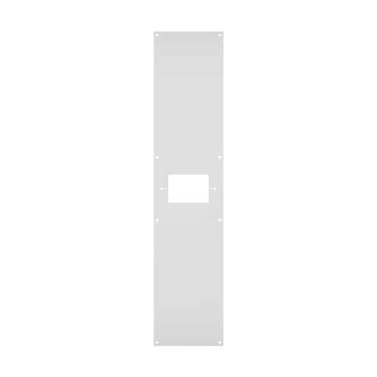 Front view of a one-gang faceplate for a multi service electrical ceiling panel.