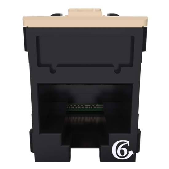HDJSN6-00 Black Cat6 SNAP Jack Straight Front Angle Down View