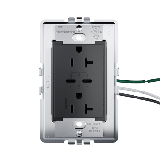 view from side of adorne 65w usb in graphite