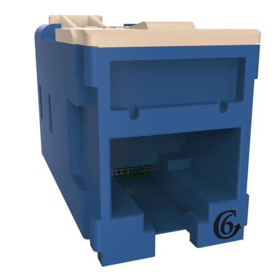 HDJSN6-36 Blue Cat6 SNAP Jack  Front Angled Right View