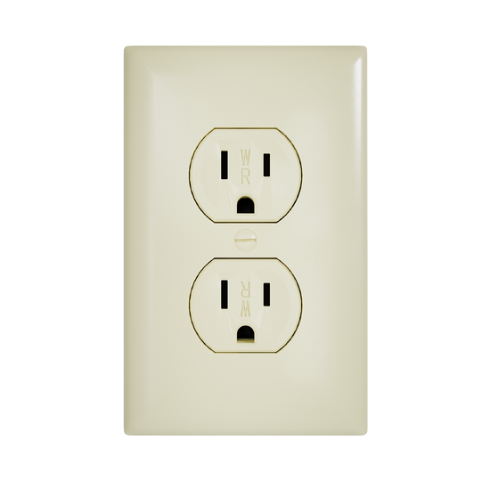 external pressure plated receptacle in light almond