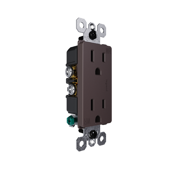 external pressure plated receptacle in brown wall plate