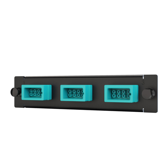 Aqua Q-Series passthrough fiber adapter panel, 24 fiber, multimode