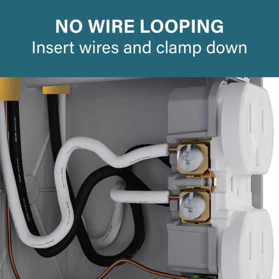no wire looping, insert wires and clamp down