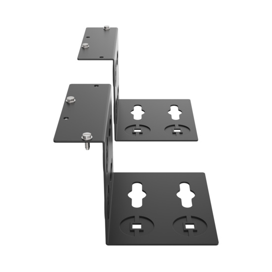 Assembled Tilted Front Right - Mighty Mo 20 PDU Mounting Brackets, Rack Mount, 2 Deep, 2 Wide, Black (MM20PDUMB2D2W-B)