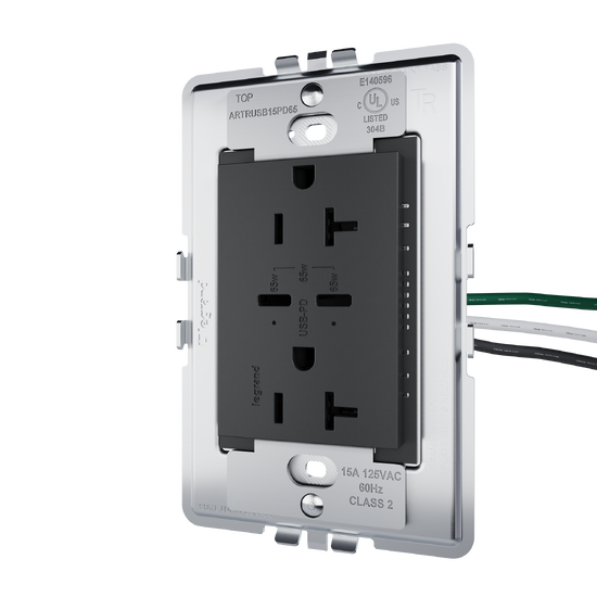 angle view from right of adorne 65w usb in graphite