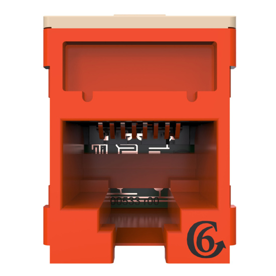 HDJSN6-43 Orange Cat6 SNAP Jack Straight Front View