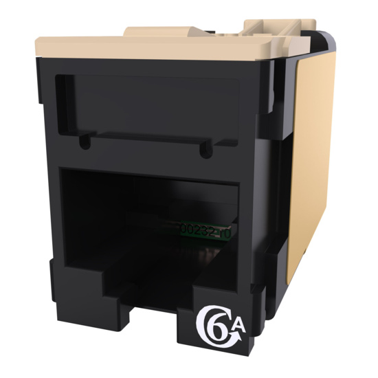 HDJSN6A-00 Black Cat6A SNAP Jack  Front Angled Left View