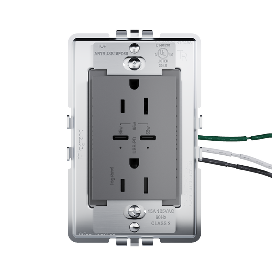 view from side of adorne 65w usb in magnesium