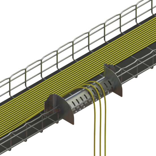 Front of UDO8KITWH - Universal Dropout Kit with yellow cables dropping out