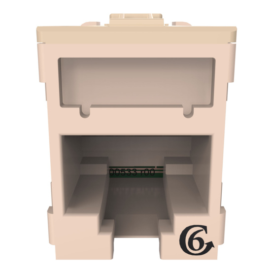 HDJSN6-88 White Cat6 SNAP Jack Straight Front Angle Down View