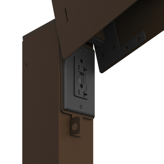 Brown Direct Bury Power Pedestal (XPPDBW1G16C-BR) with Cover Open - Close Up