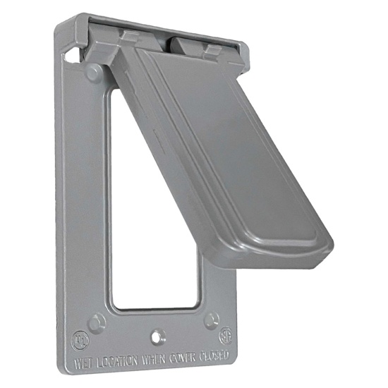 Cast Weatherproof Decorator/GFCI Vertical Cover, Self-Closing, Gray
