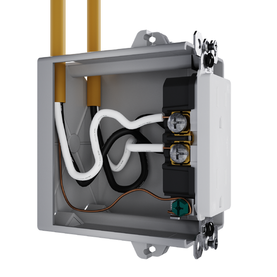 external pressure plated receptacle in white with wall plate