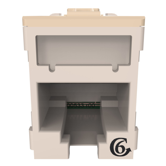 HDJSN6 Fog White Cat6 SNAP Jack Straight Front Angle Down View