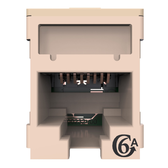 HDJSN6A-88 White Cat6A SNAP Jack Straight Front View