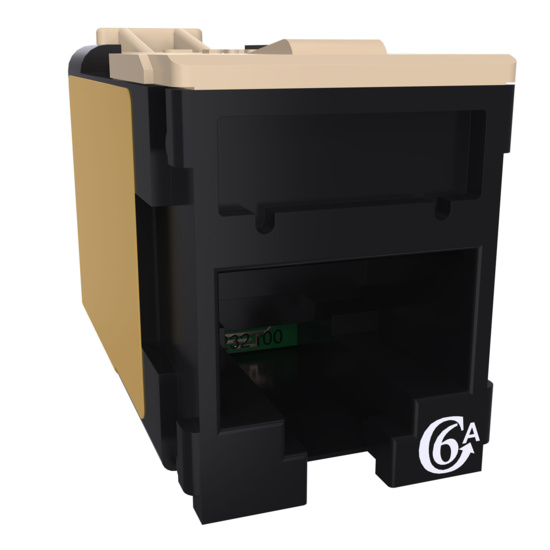 HDJSN6A-00 Black Cat6A SNAP Jack  Front Angled Right View