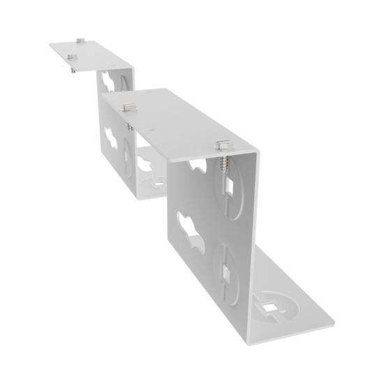 Assembled Tilted Rear Right - Mighty Mo 20 PDU Mounting Brackets, Rack Mount, 2 Deep, 1 Wide, White (MM20PDUMB2D1W-W)
