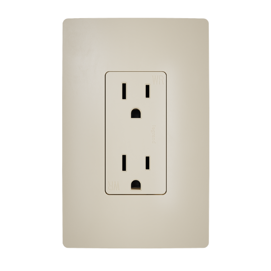 external pressure plated receptacle in ivory with wall plate