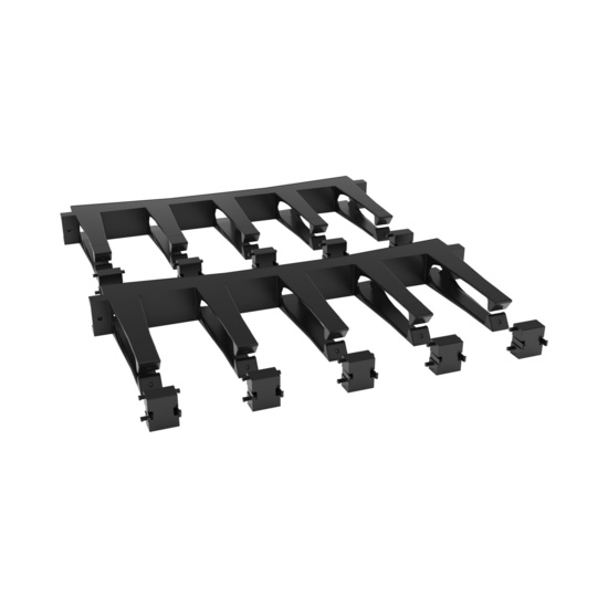 Disassembled Angled Front Right -Mighty Mo Tool-Less Snap-In Horizontal Cable Manager - 1 RU, 19 in Wide, Black - 2 Pack (SHMT1RU2-B)