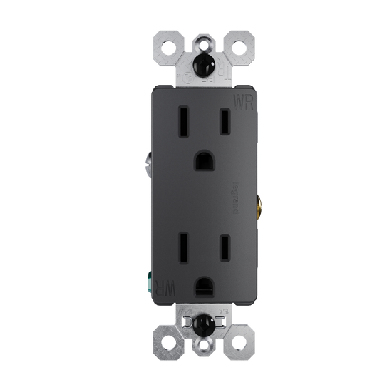 external pressure plated receptacle in black with wall plate