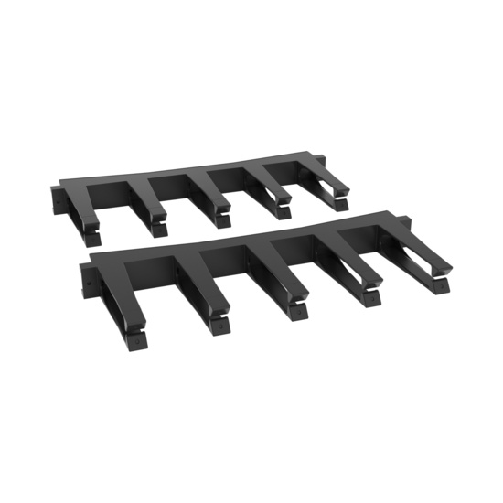 Assembled Angled Front Right -Mighty Mo Tool-Less Snap-In Horizontal Cable Manager - 1 RU, 19 in Wide, Black - 2 Pack (SHMT1RU2-B)