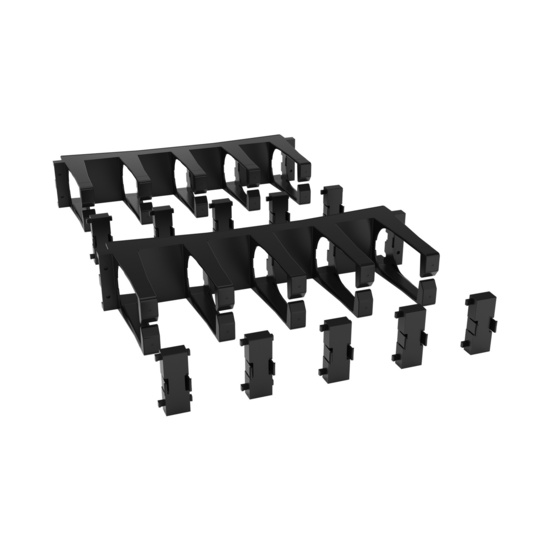 Disassembled Angled Front Right -Mighty Mo Tool-Less Snap-In Horizontal Cable Manager - 2 RU, 19 in Wide, Black - 2 Pack (SHMT2RU2-B)
