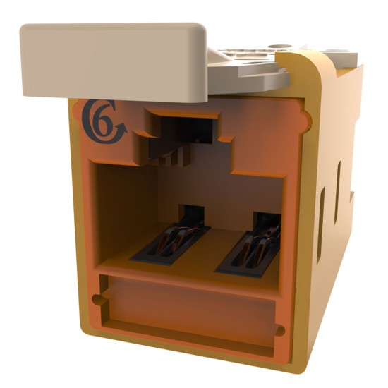 HDJSN6-44 Yellow Cat6 SNAP Jack  Rear SNAP View
