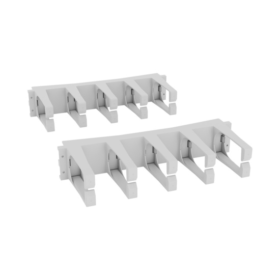 Assembled Angled Front Right -Mighty Mo Tool-Less Snap-In Horizontal Cable Manager - 2 RU, 19 in Wide, White - 2 Pack (SHMT2RU2-W)