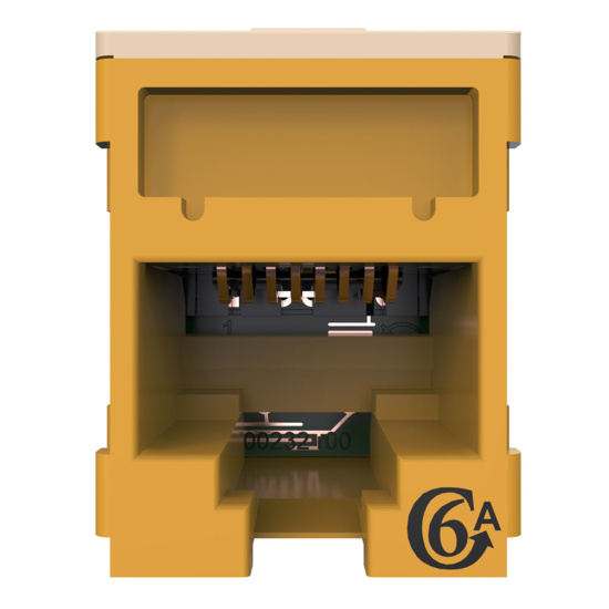 HDJSN6A-44 Yellow Cat6A SNAP Jack Straight Front View