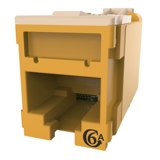 HDJSN6A-44 Yellow Cat6A SNAP Jack  Front Angled Left View