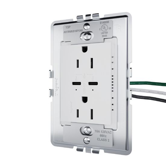 angle view from right of adorne 65w usb in white