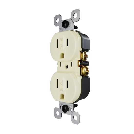 external pressure plated receptacle in light almond